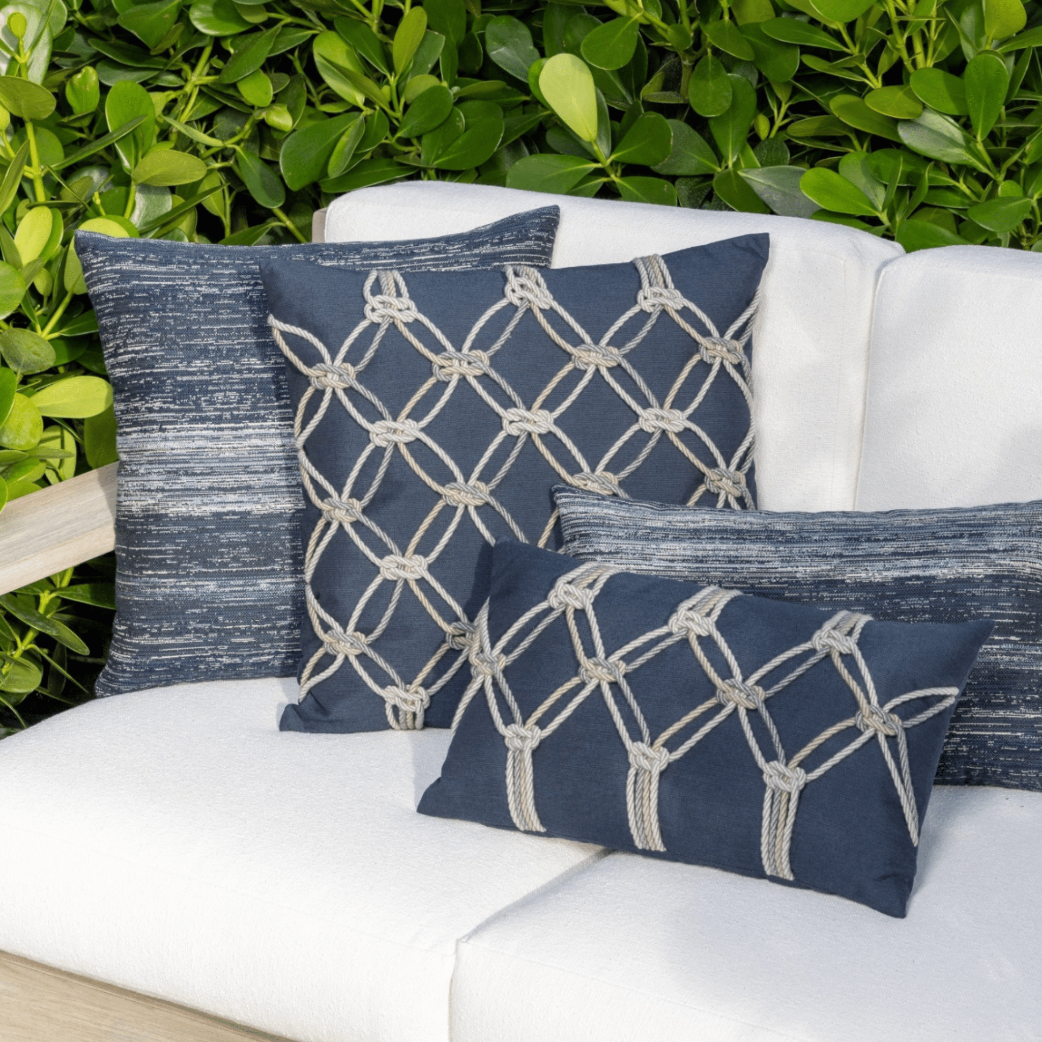 Indigo Rope Knot Indoor/Outdoor Pillow - Our Boat House