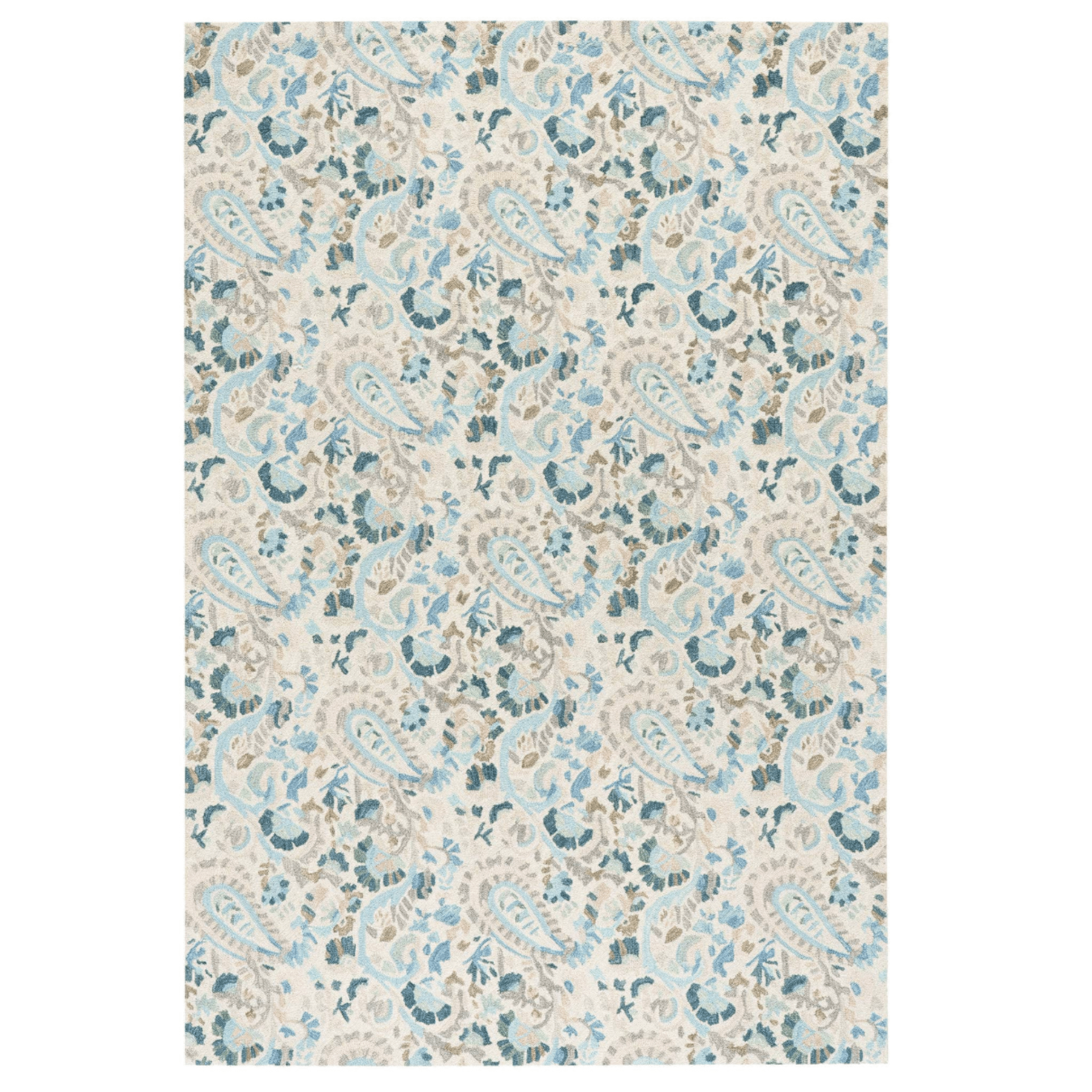 Ines Hand Micro Hooked Wool Rug - Blue - Our Boat House