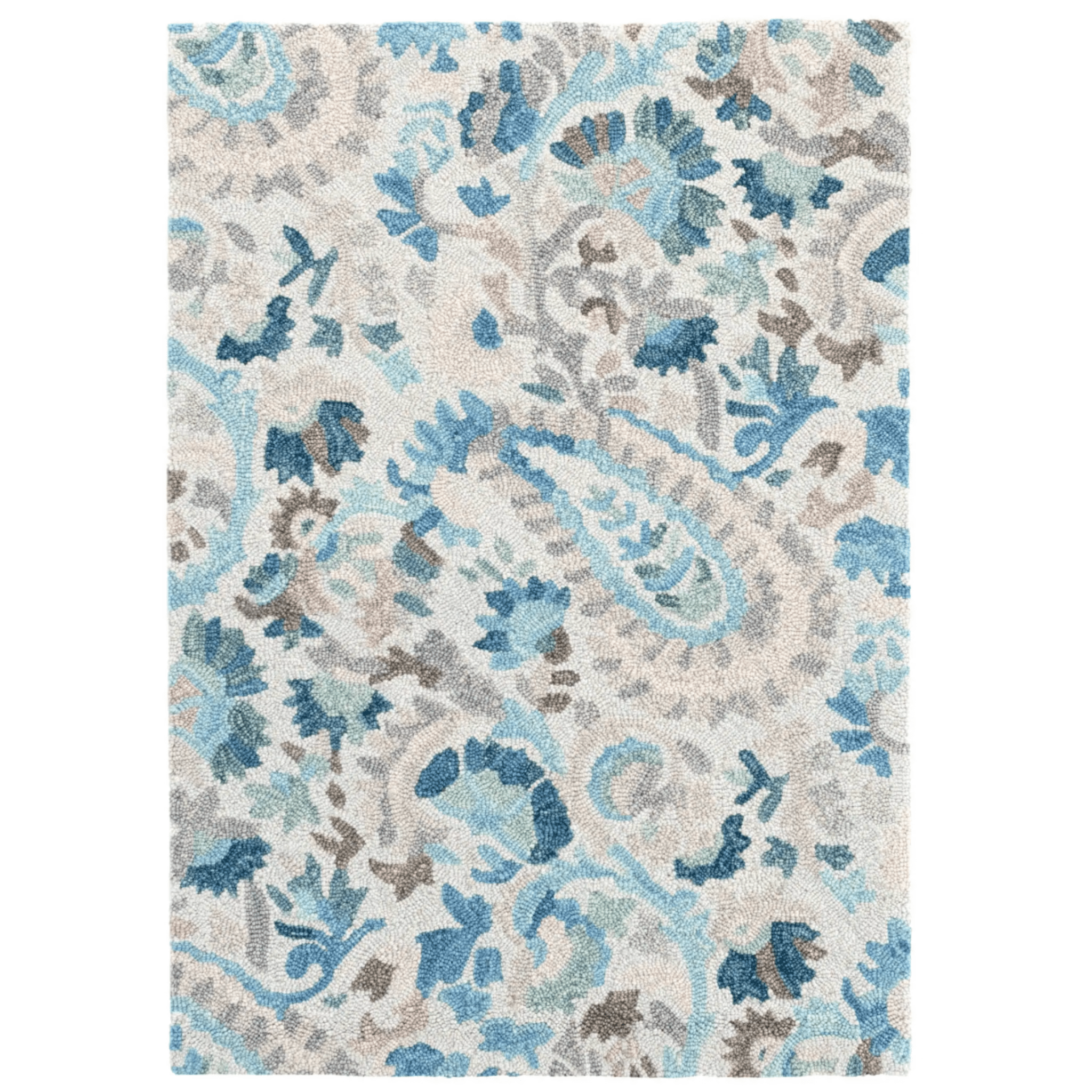 Ines Hand Micro Hooked Wool Rug - Blue - Our Boat House