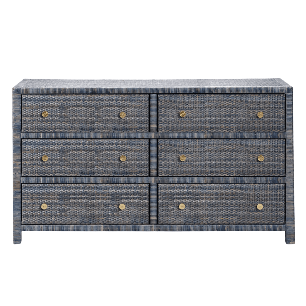 chic dress to impress Islamorada Rattan Navy Dresser