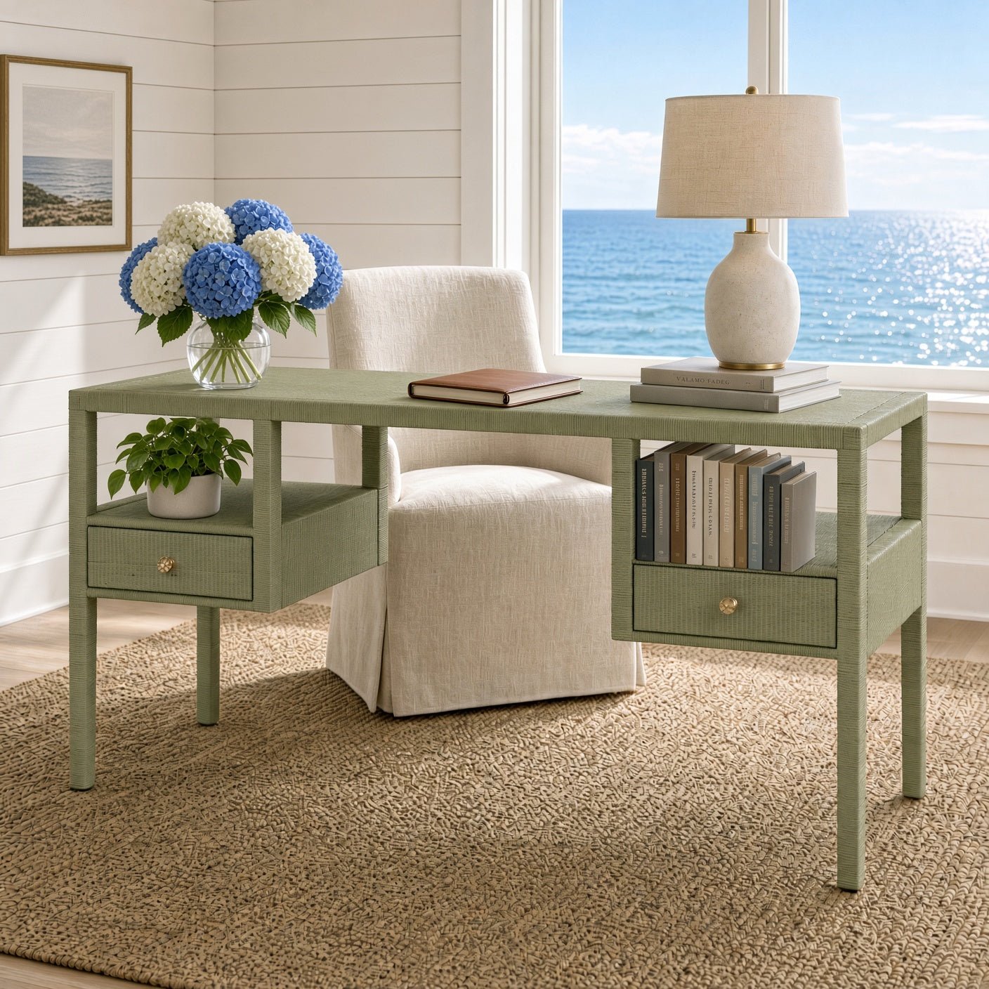 Islamorada Sage Rattan Open Desk - Our Boat House
