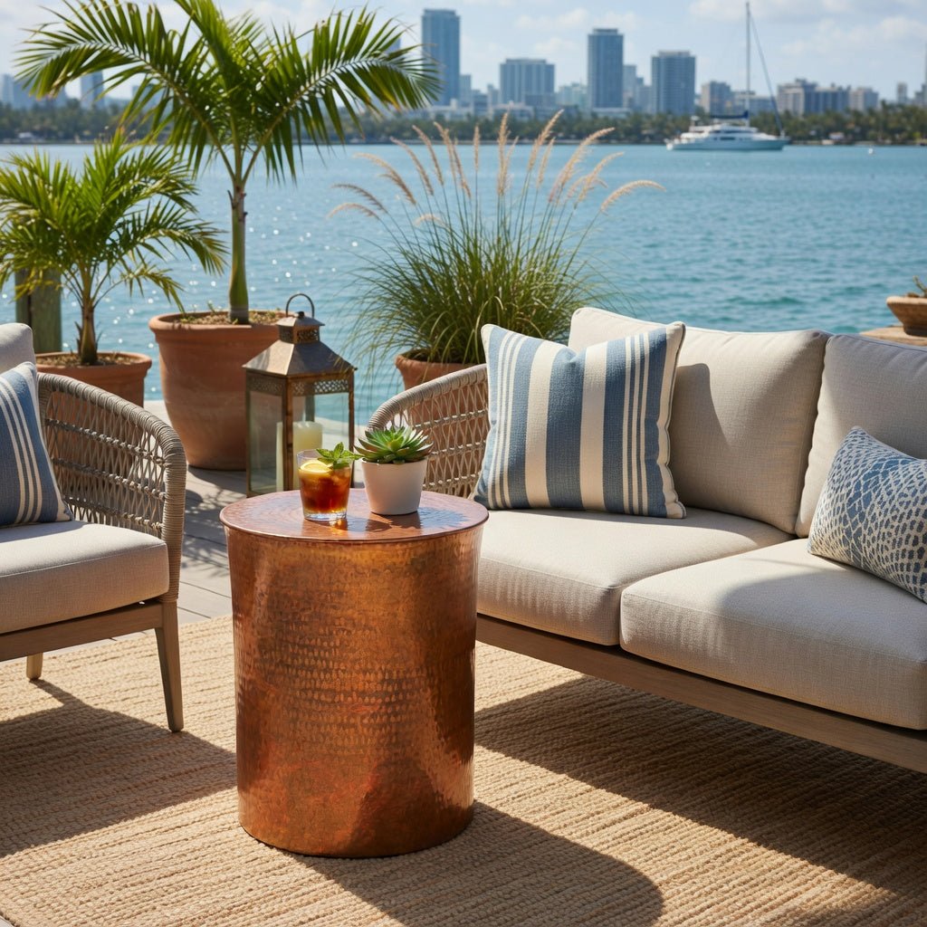Jackson Hole Copper Drum Side Table - Our Boat House