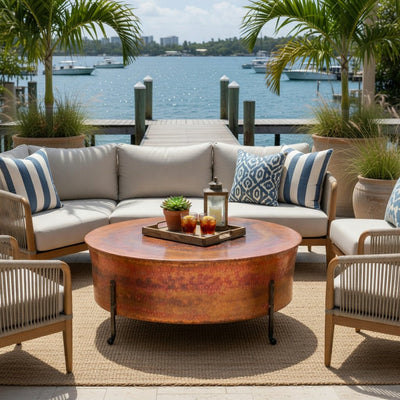 Jackson Hole Copper Round Cauldron Coffee Table - Three Sizes - Our Boat House