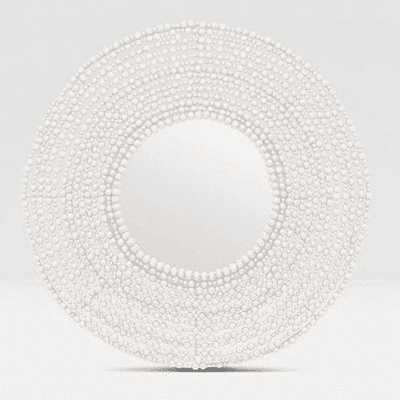 Jena Beaded Round Mirror - White - Our Boat House