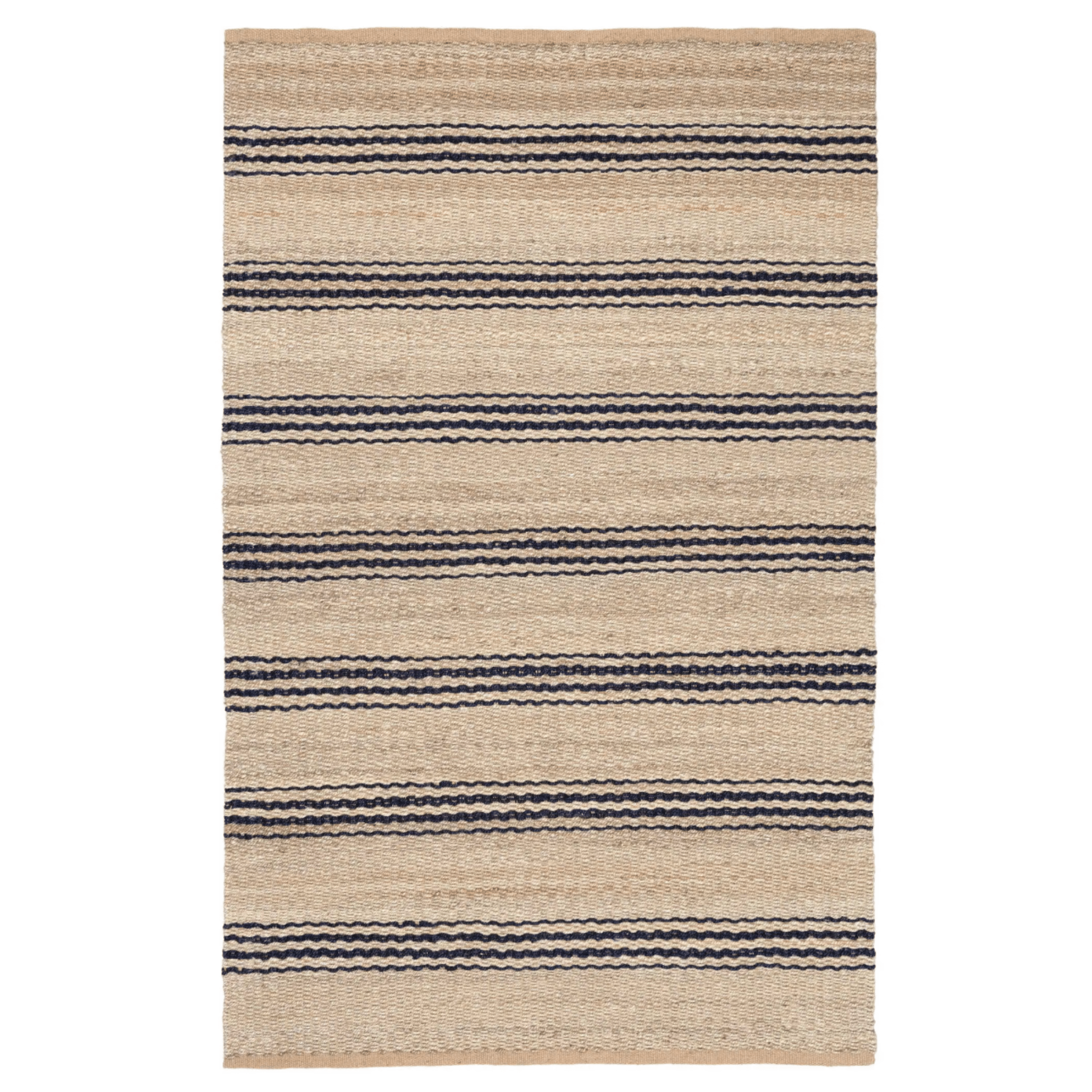 Jute Ticking Handwoven Rug - Natural & Navy - Our Boat House