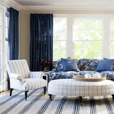 Jute Ticking Indigo Woven Rug - Our Boat House