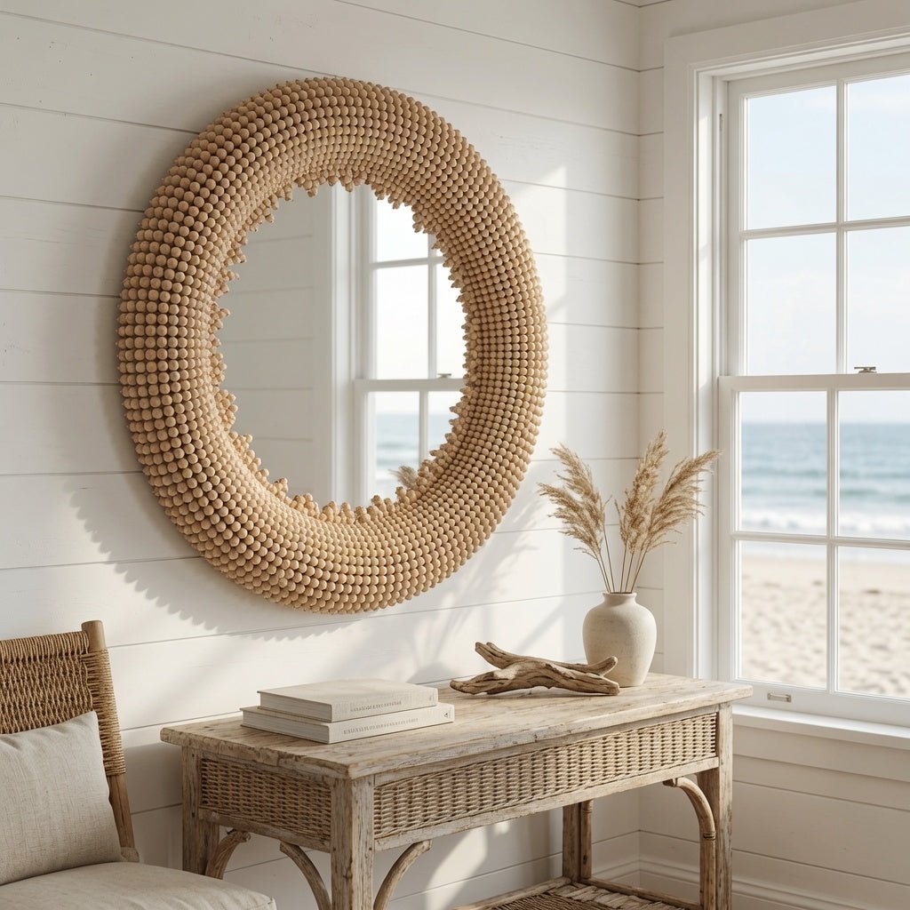 Kalahari Wood Bead Mirror - Our Boat House