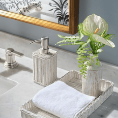 Kardia Rattan Bath Accessories - White - Our Boat House