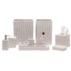 Kardia Rattan Bath Accessories - White - Our Boat House