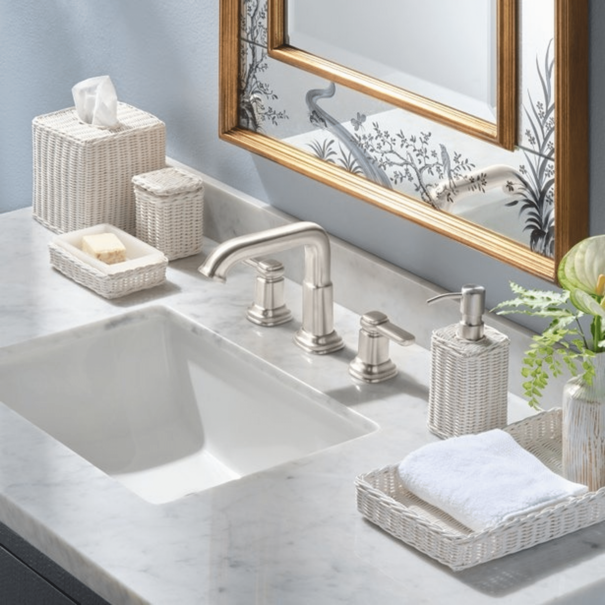 Kardia Rattan Bath Accessories - White - Our Boat House