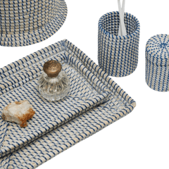 Kythira Bath Accessories - Whitewashed/Navy Seagrass - Our Boat House