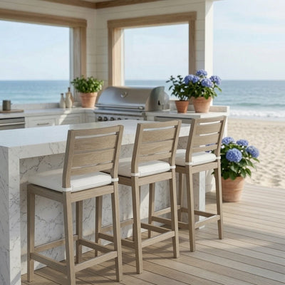 Laguna Bar Stool - Oyster Teak - Our Boat House