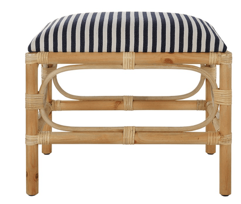 Laguna Bay Upholstered Small Bench/Ottoman - Navy & White Stripe - Our Boat House