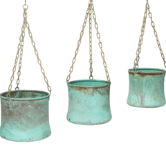Lake Como Hanging Copper Planters - Set of Three - Our Boat House