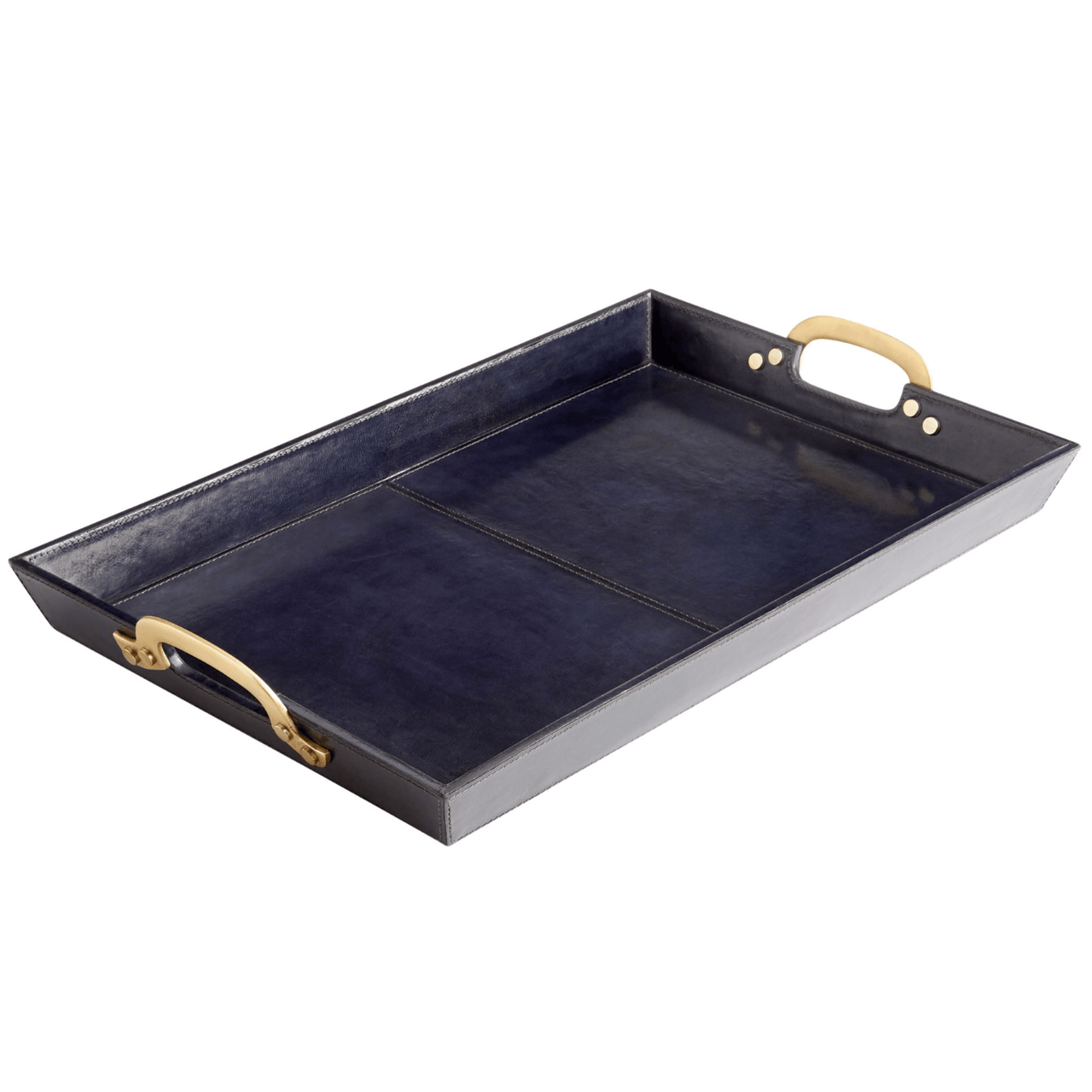Lauren Navy & Brass Tray - Our Boat House