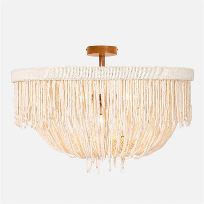 Le Carmen Cocoa Bead Semi - Flush Chandelier - Ivory - Our Boat House