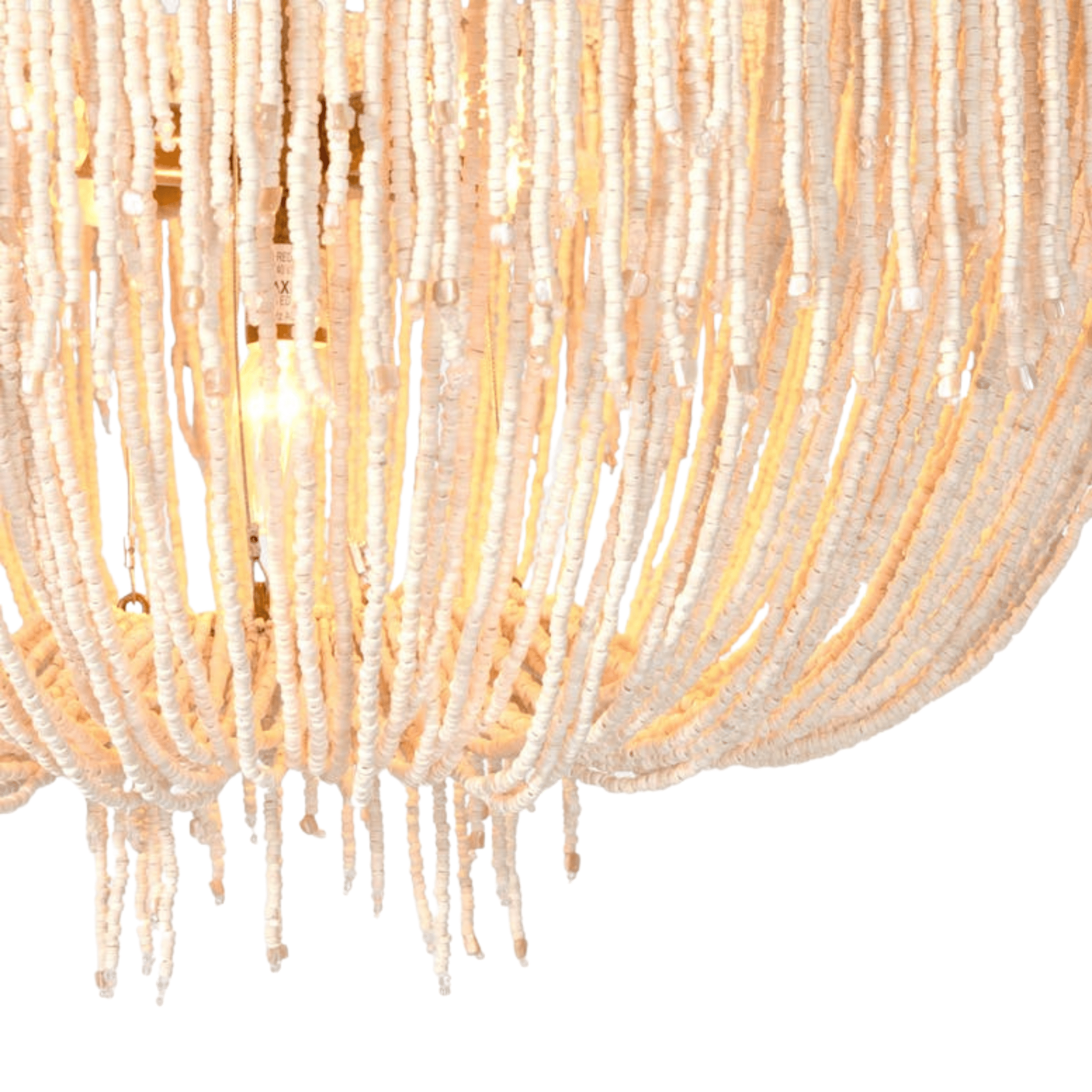 Le Carmen Cocoa Bead Semi - Flush Chandelier - Ivory - Our Boat House
