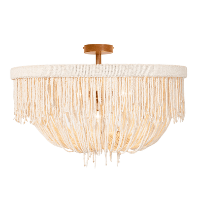 Le Carmen Cocoa Bead Semi - Flush Chandelier - Ivory - Our Boat House