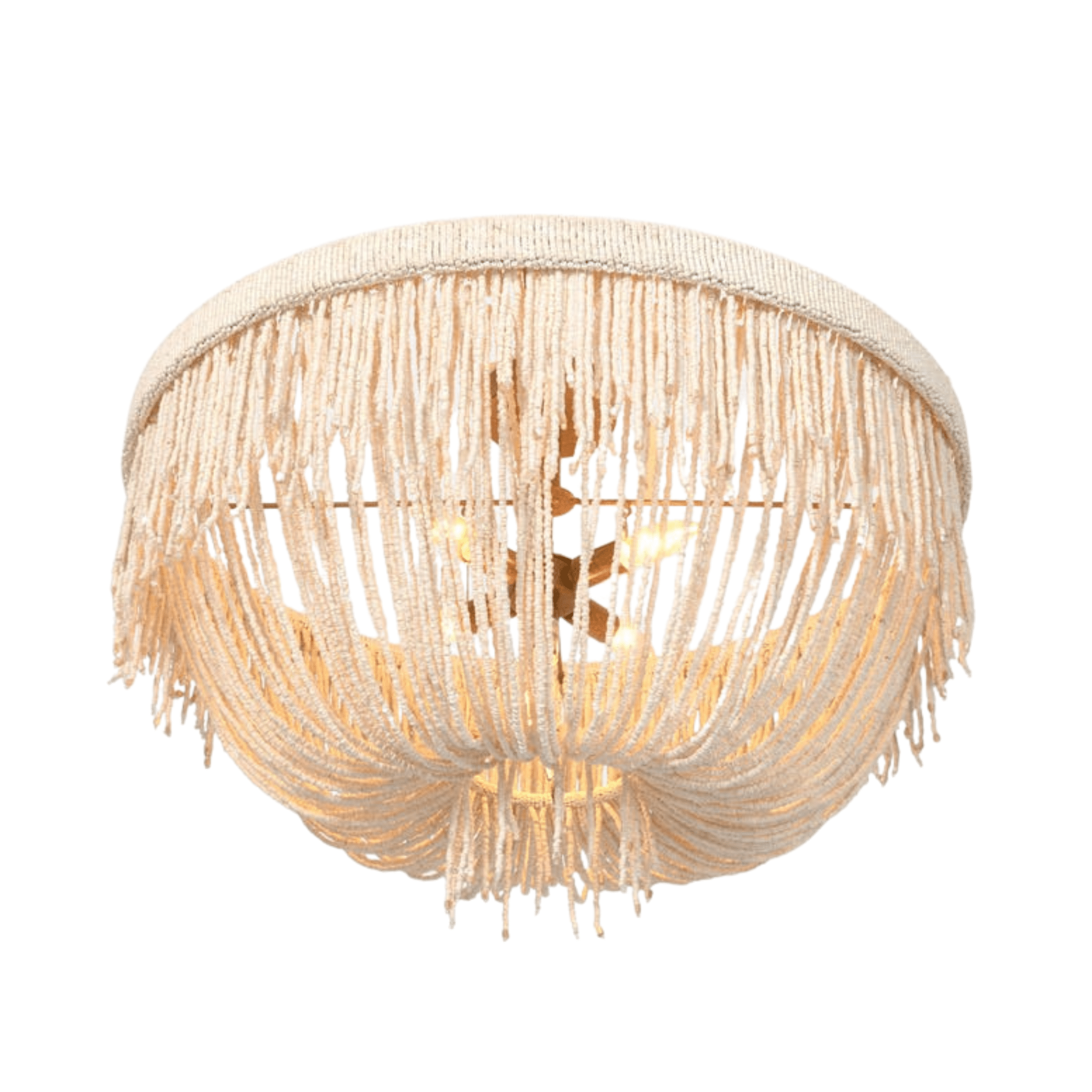 Le Carmen Cocoa Bead Semi - Flush Chandelier - Ivory - Our Boat House