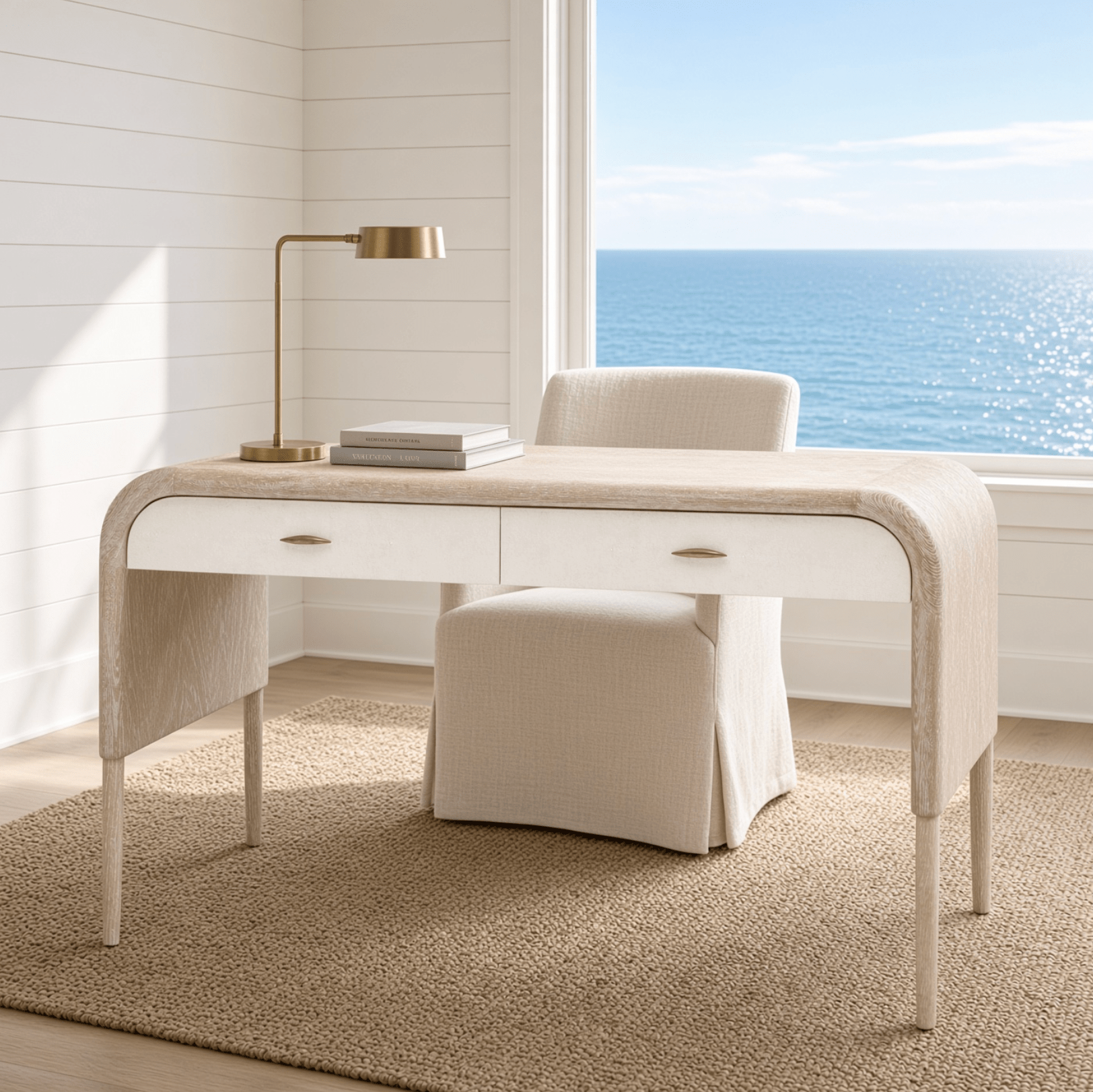 Leighton Whitewash Shagreen Desk - Two Sizes - Our Boat House