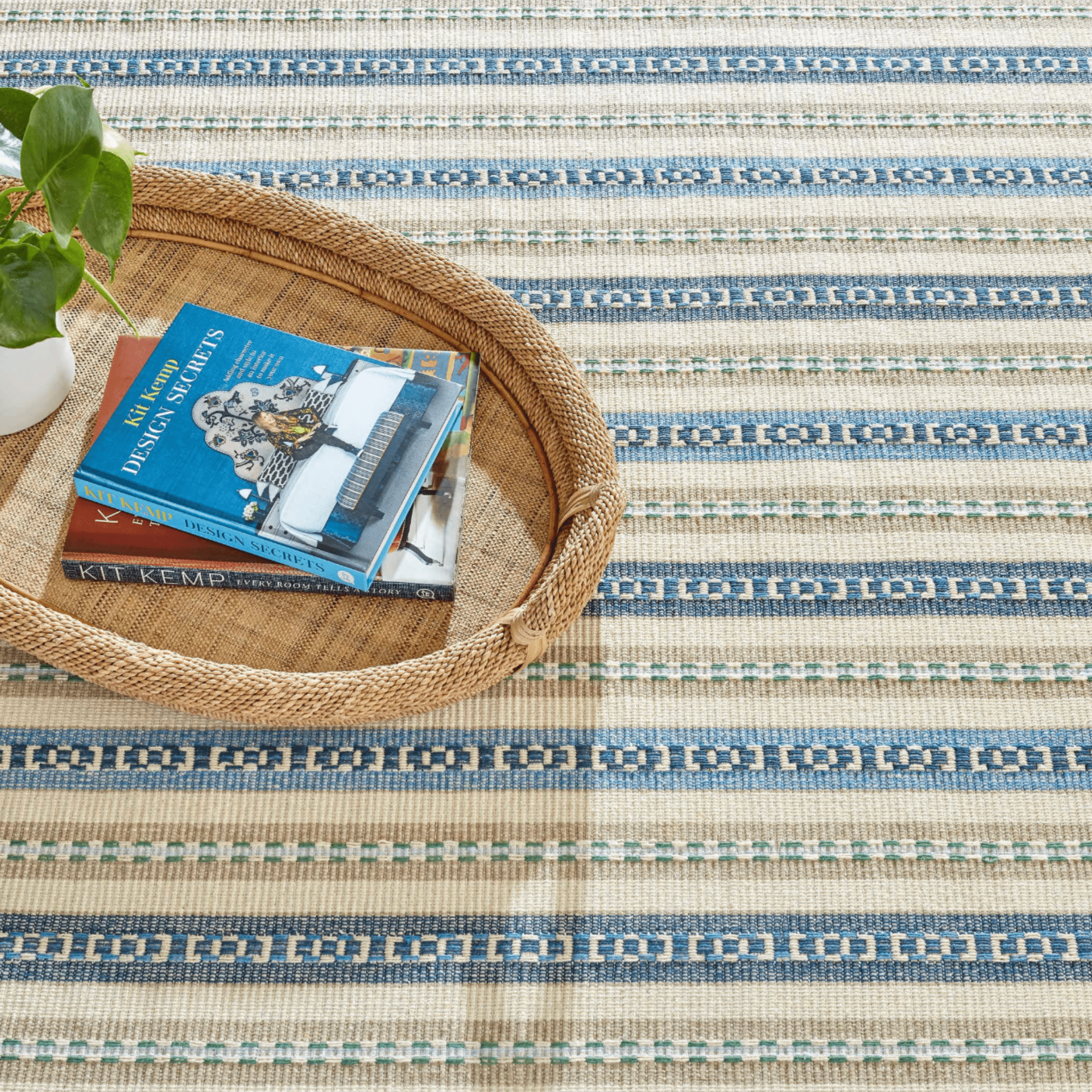 Long Slade Handwoven Cotton Rug - Indigo - coastal inspired home furnishing