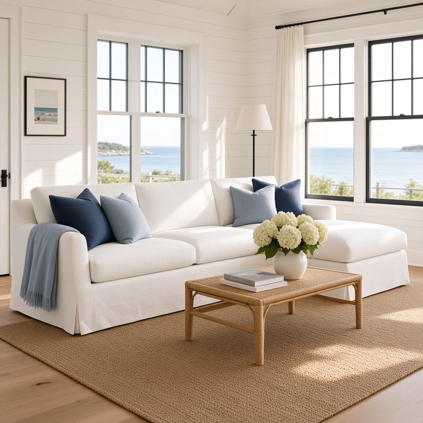 Majorca Deluxe 2-Pc Slipcovered Sectional w/Lounge - Our Boat House