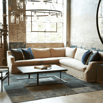 Majorca Deluxe Two - Arm Slipcovered 120in x 121in Sectional - RAF - Our Boat House