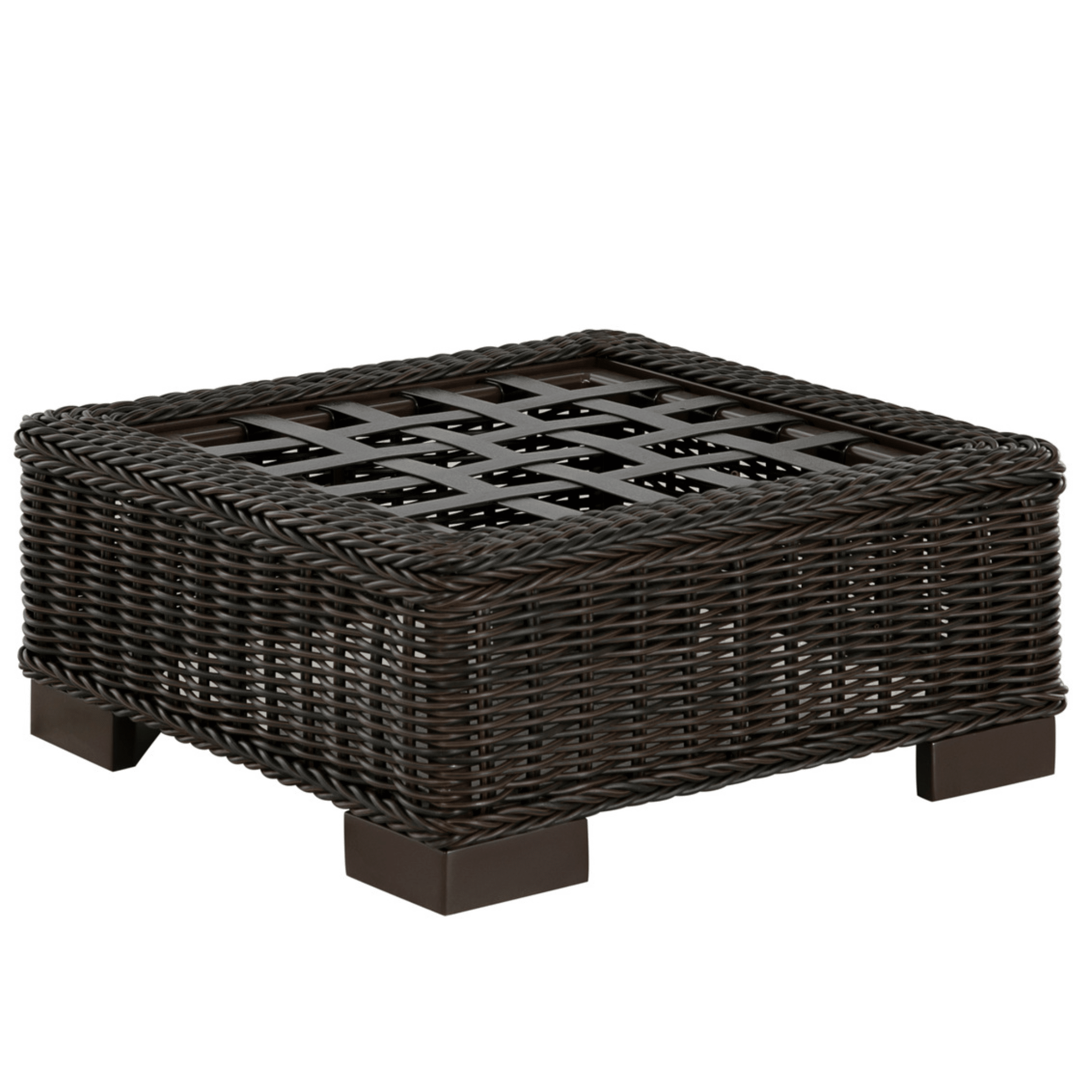 Malibu Outdoor Wicker Ottoman - Black Walnut - Our Boat House