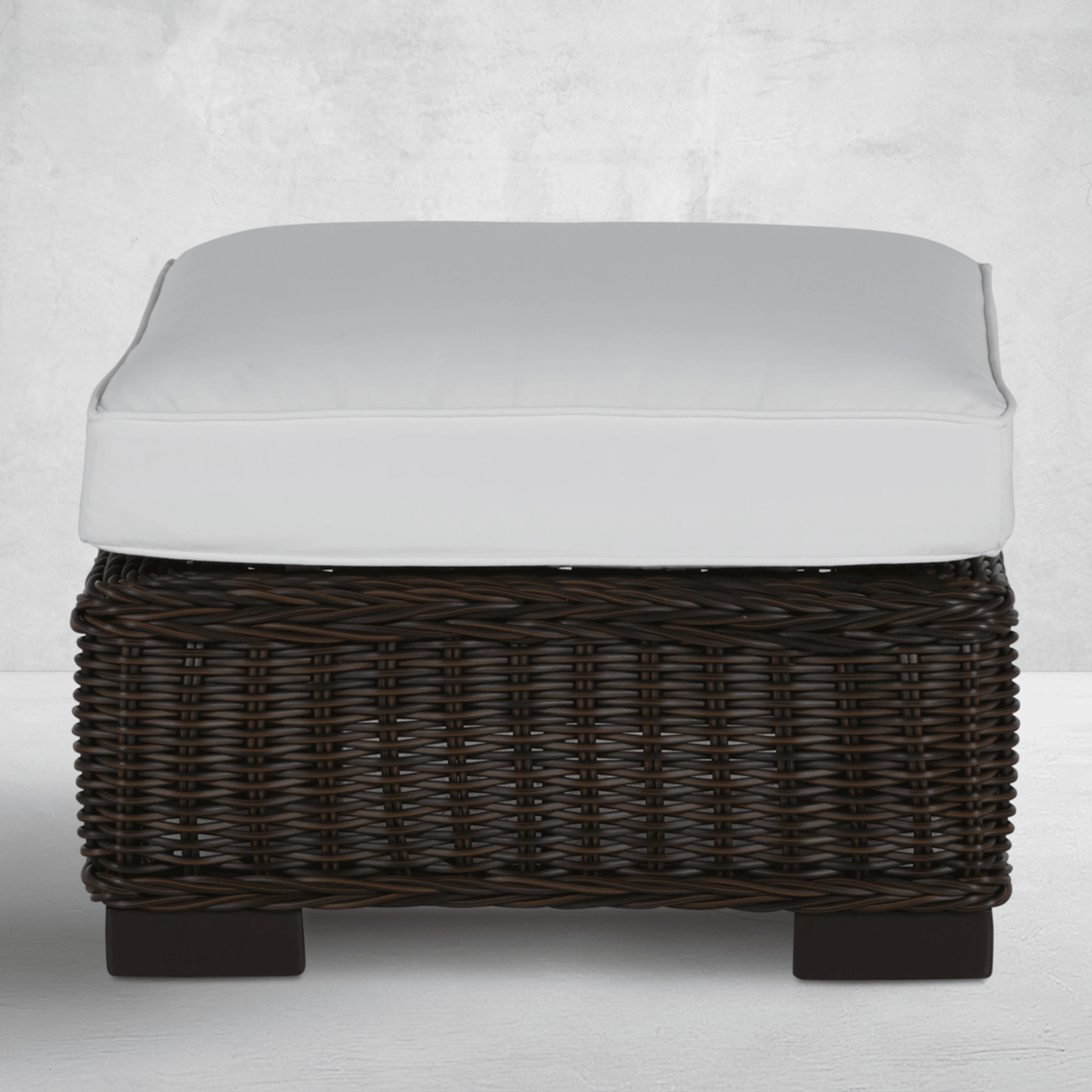 Malibu Outdoor Wicker Ottoman - Black Walnut - Our Boat House