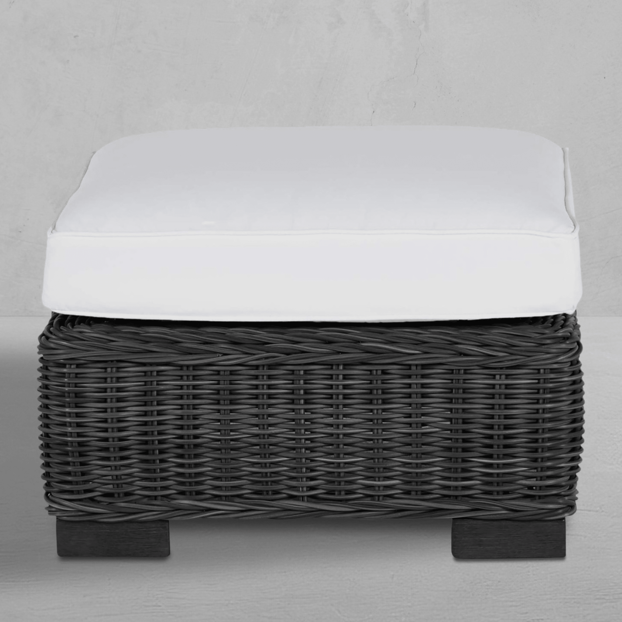 Malibu Outdoor Wicker Ottoman - Slate Gray - Our Boat House