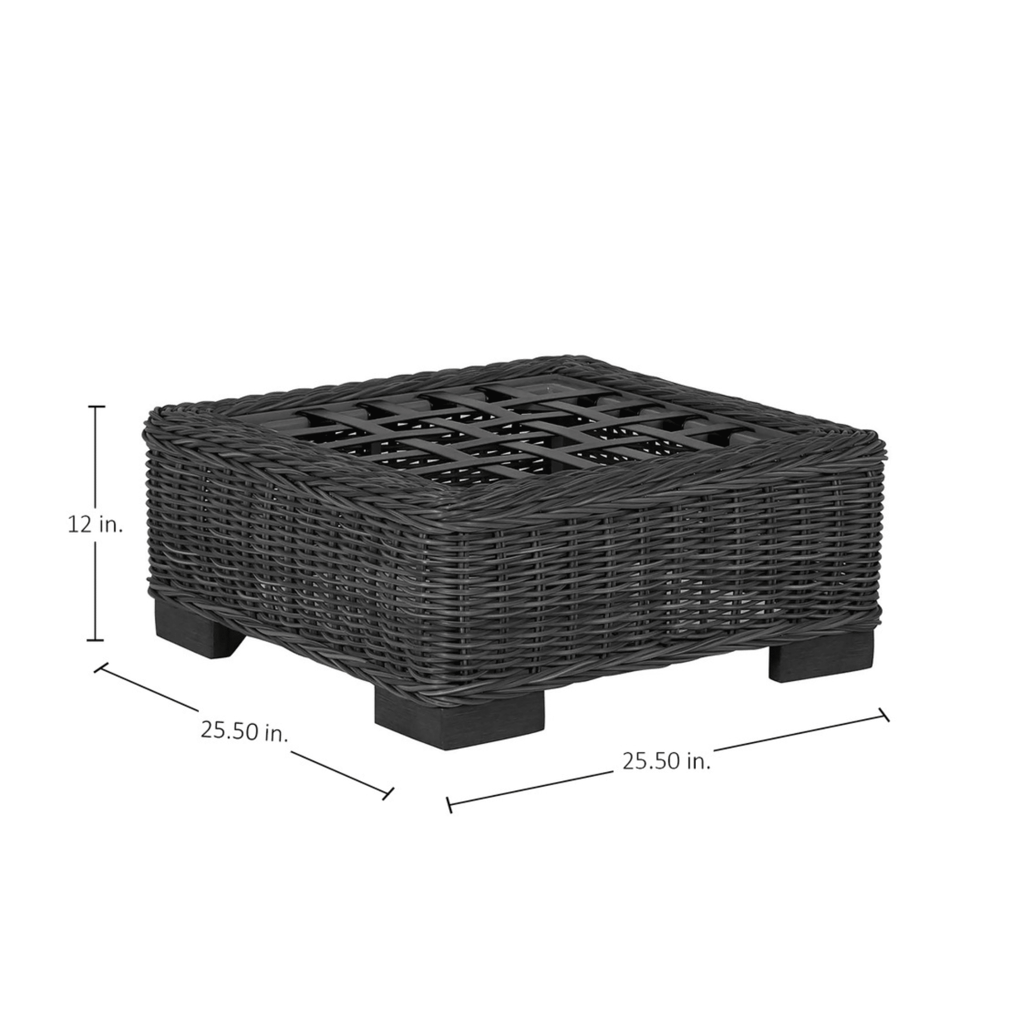Malibu Outdoor Wicker Ottoman - Slate Gray - Our Boat House