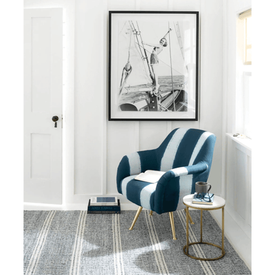 Malta Handwoven Wool Rug - Blue & Ivory - Our Boat House