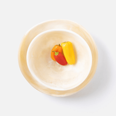 Mazzy Ivory Swirled Serving Bowl Set - coastal inspired home furnishing