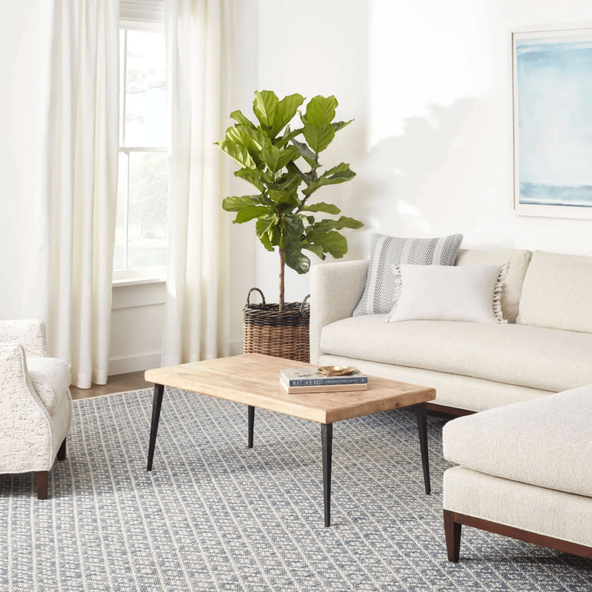 Melange Diamond Handwoven Cotton Rug - Blue - Our Boat House
