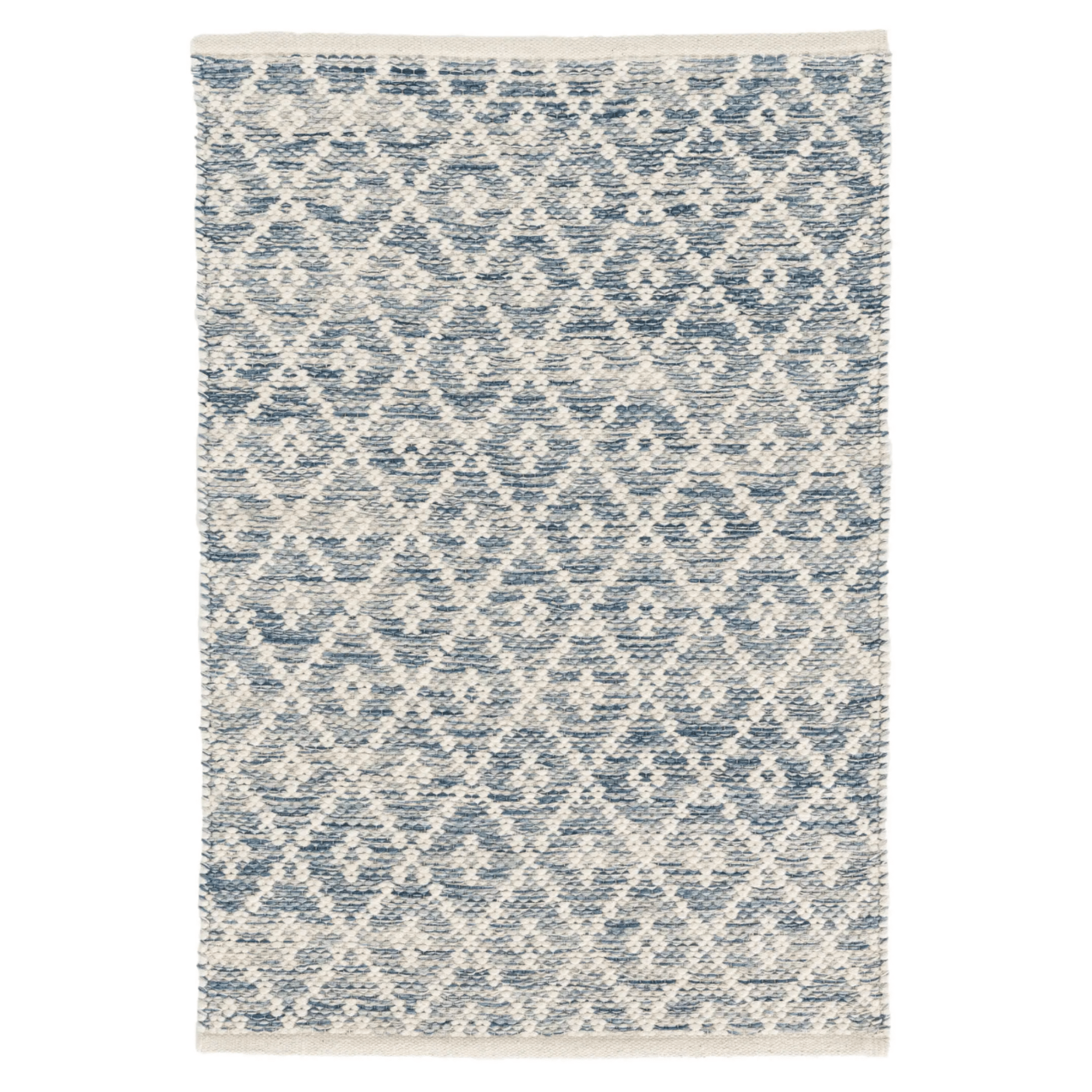 Melange Diamond Handwoven Cotton Rug - Blue - Our Boat House