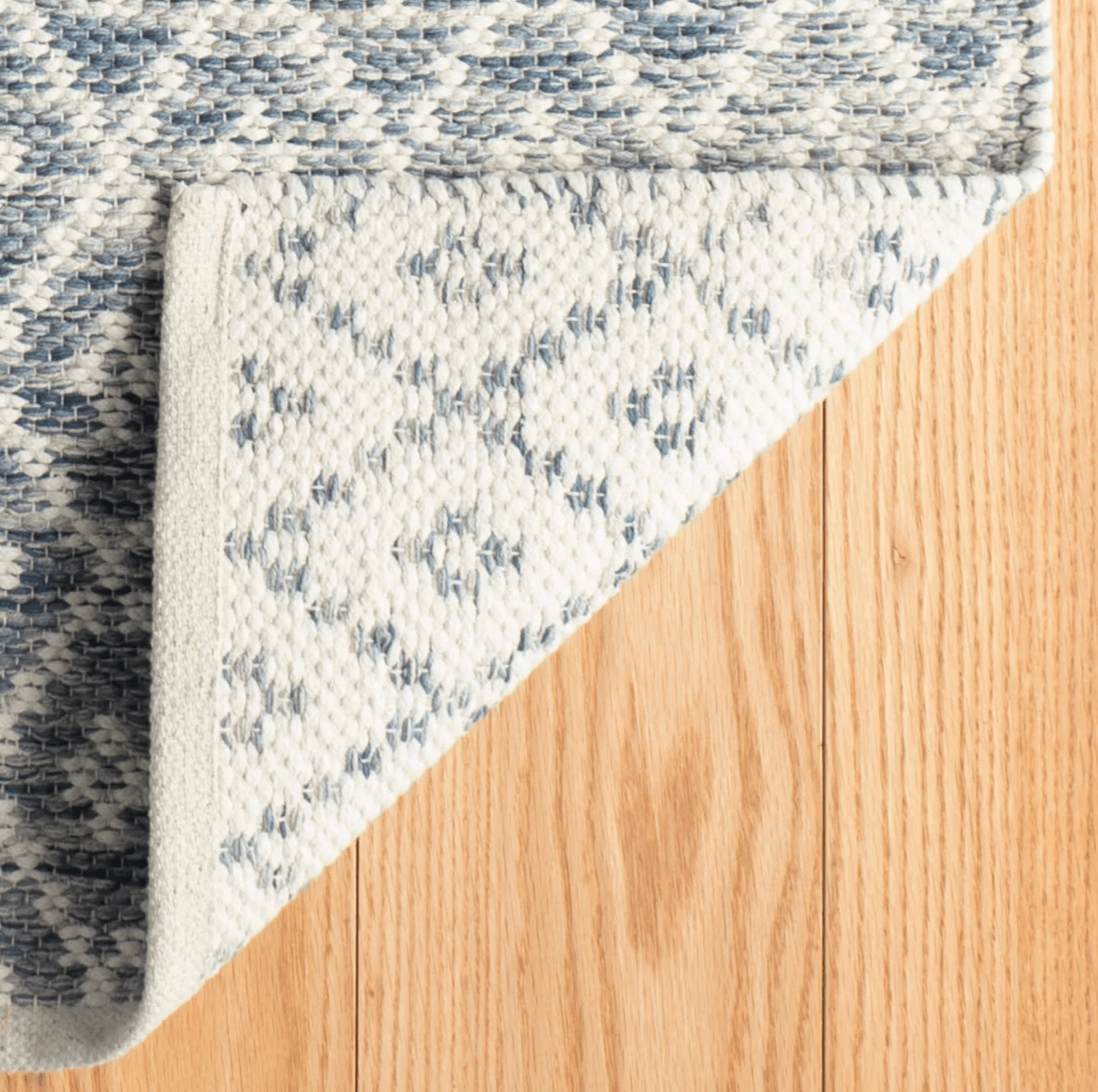 Melange Diamond Handwoven Cotton Rug - Blue - Our Boat House