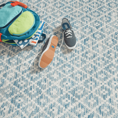 Melange Diamond Machine Washable Rug - Blue - coastal inspired home furnishing lifestyle