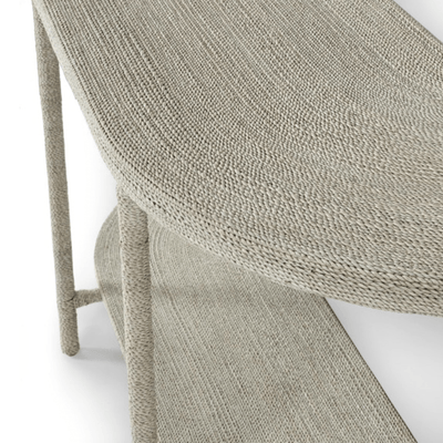 Micah Demilune White Sand Console Table - Large - Our Boat House
