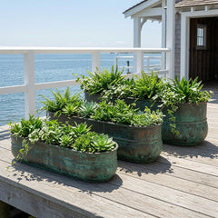 Milan Oblong Copper Planters - Set of Three - Our Boat House