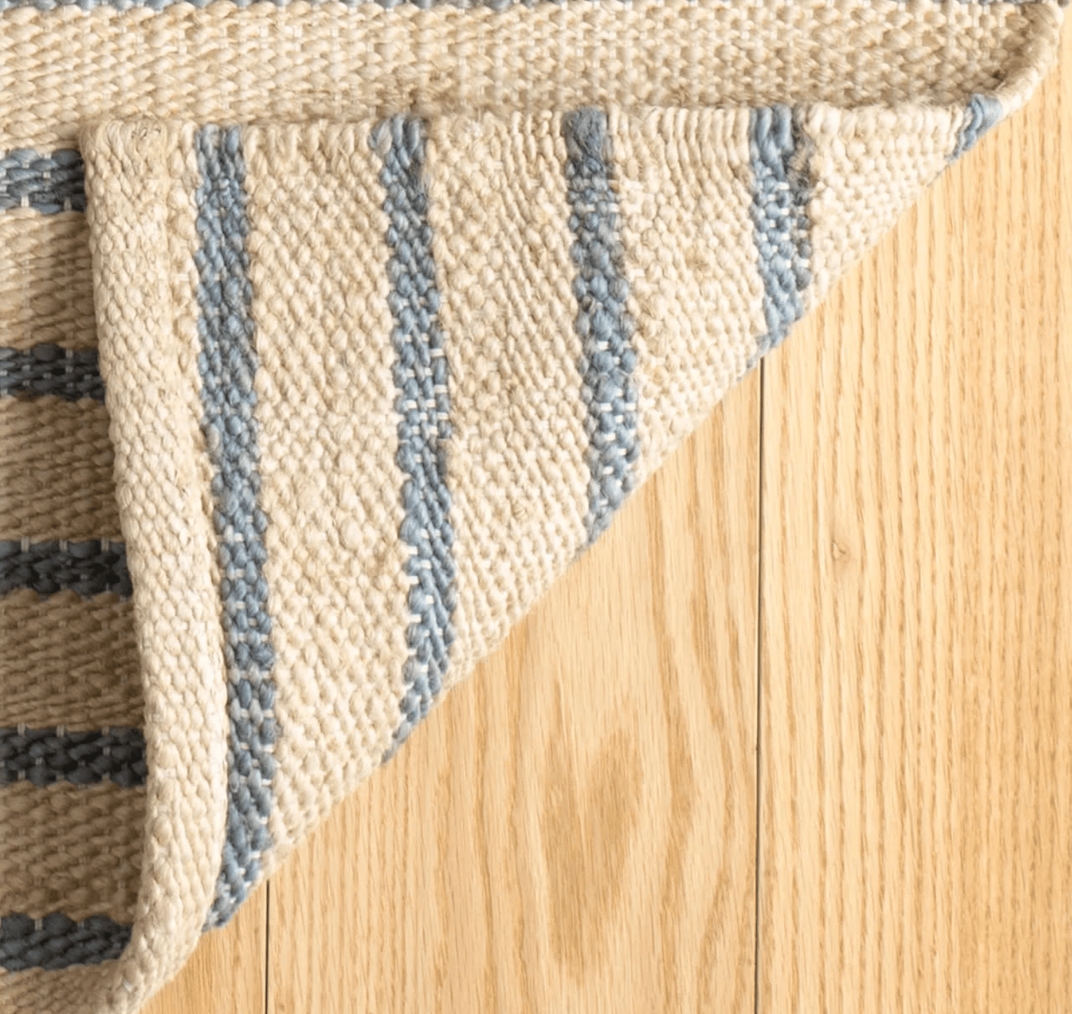 Moana Stripe Handwoven Jute Rug - Natural & Blue - Our Boat House