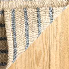 Moana Stripe Handwoven Jute Rug - Natural & Blue - Our Boat House