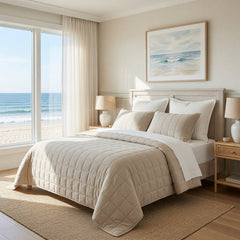 Monet Quilted Sham - Natural - Our Boat House