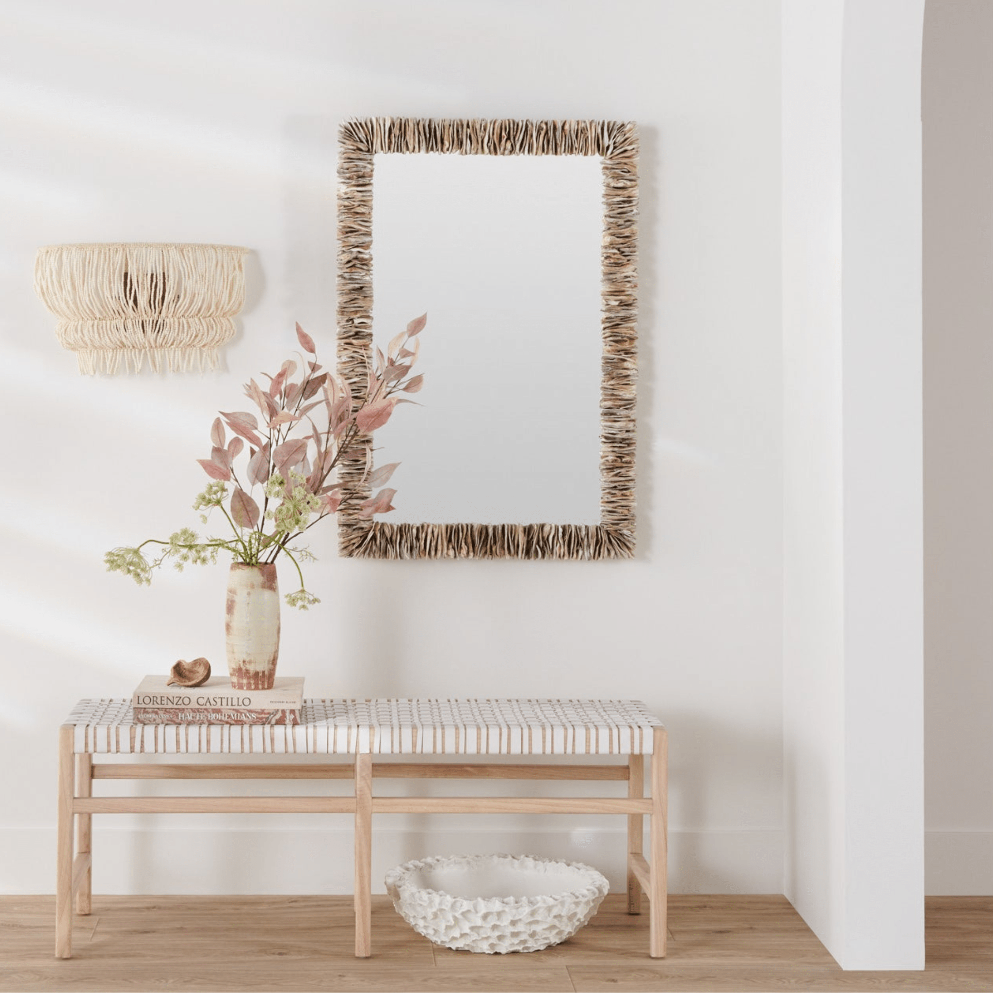 Montego Stacked Oyster Shell Mirror - Our Boat House