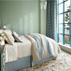 Moon Hills Linen Duvet - Lapis & Tan - coastal inspired home furnishing