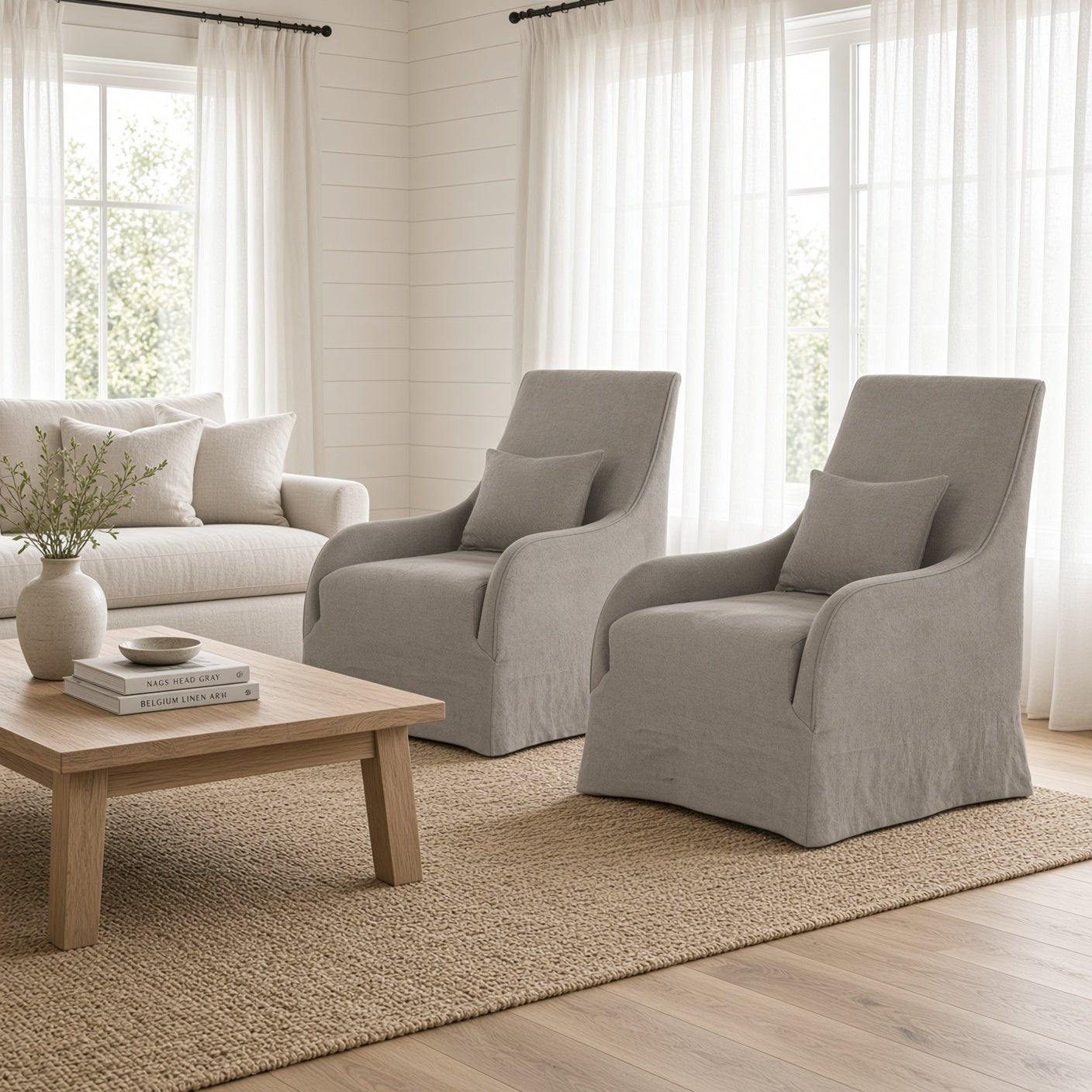 Nags Head Gray Belgium Linen Arm Chair - Our Boat House