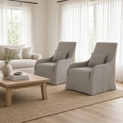 Nags Head Gray Belgium Linen Arm Chair - Our Boat House