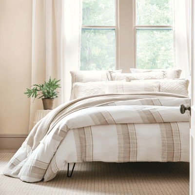 Napa Stripe Linen Natural Duvet Cover - Our Boat House