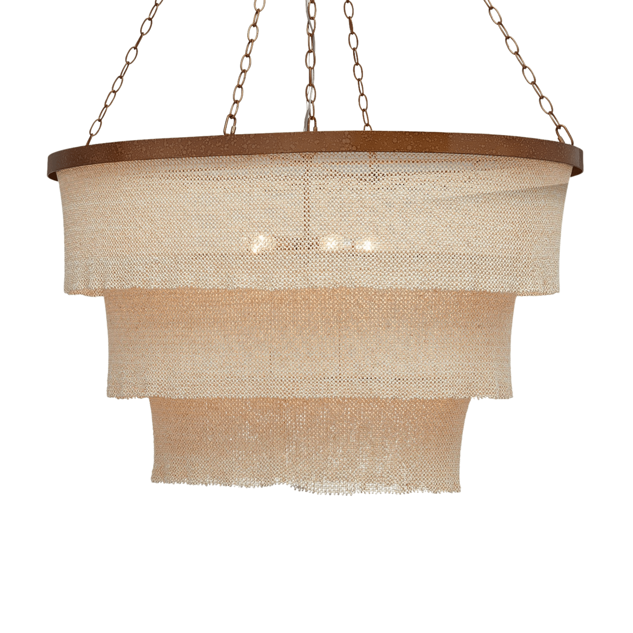 Nashua Coco Bead Oval Chandelier - Natural & Gold - Our Boat House