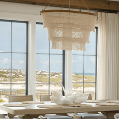 Nashua Coco Bead Oval Chandelier - Natural & Gold - Our Boat House