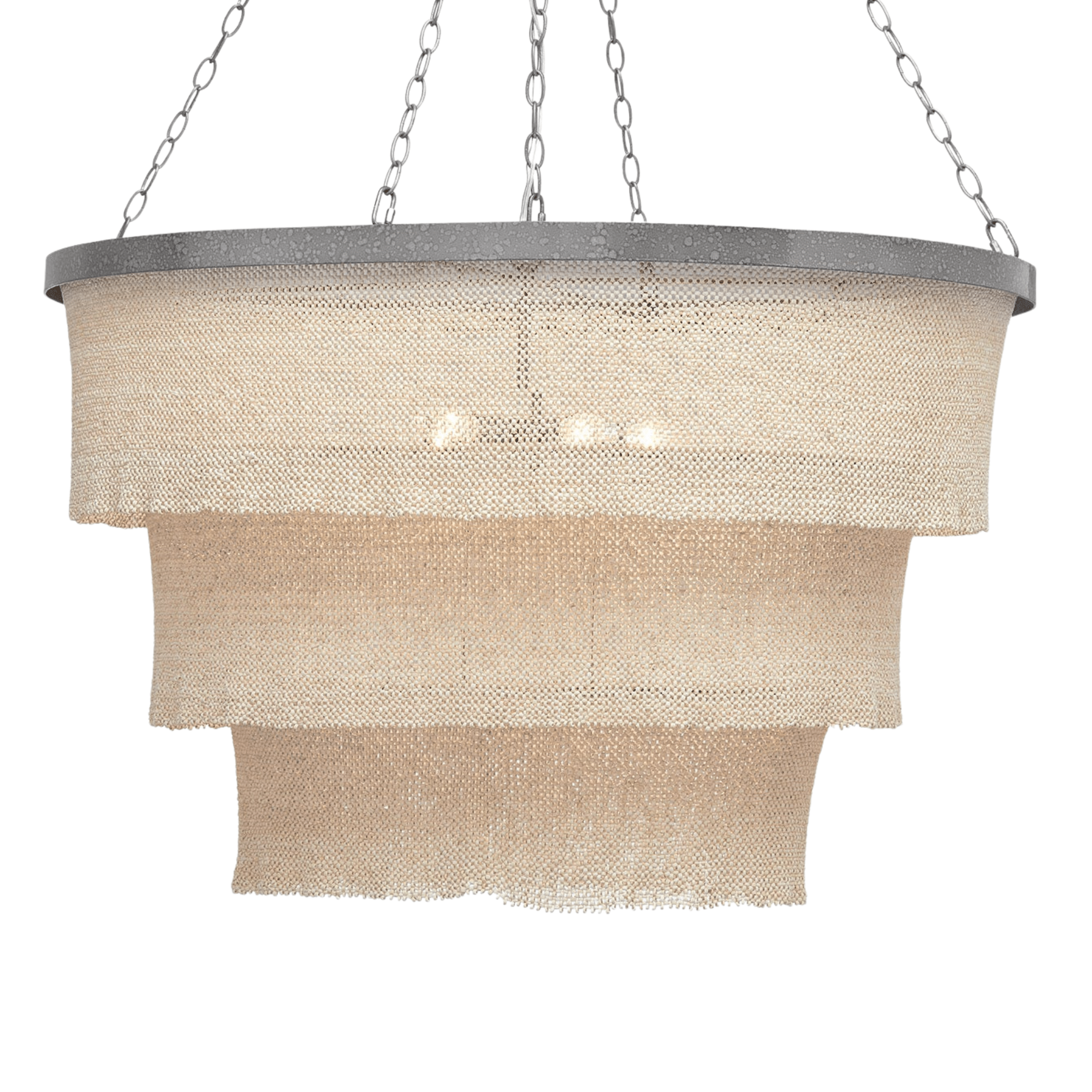 Nashua Coco Bead Oval Chandelier - Natural & Silver - Our Boat House